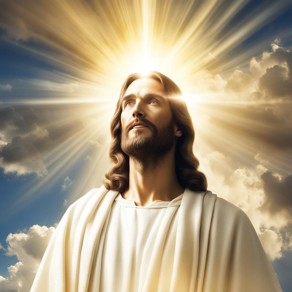Jesus in Divine Light and Heavenly Clouds