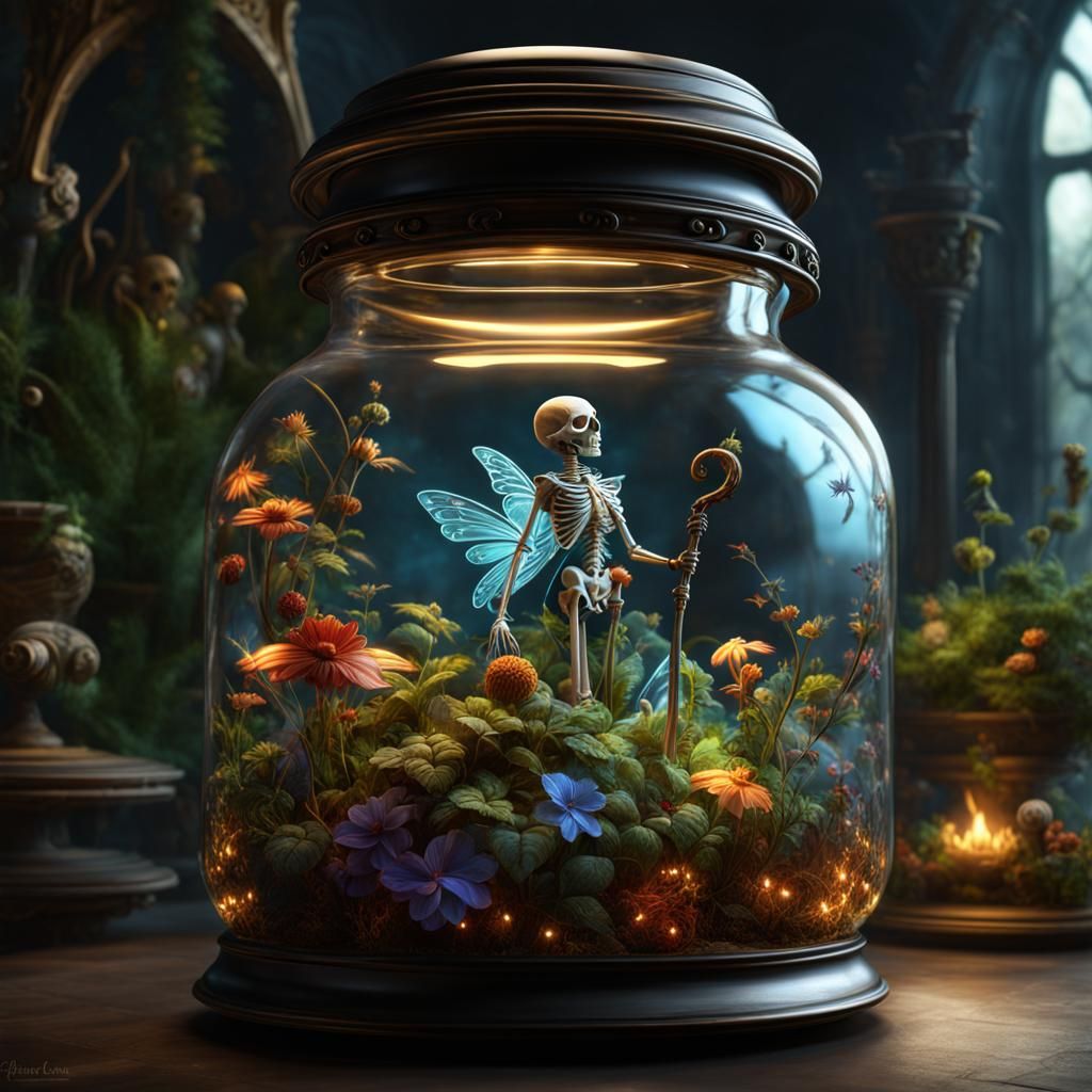 Fairy Skeleton in Glass Jar: Epic Masterpiece