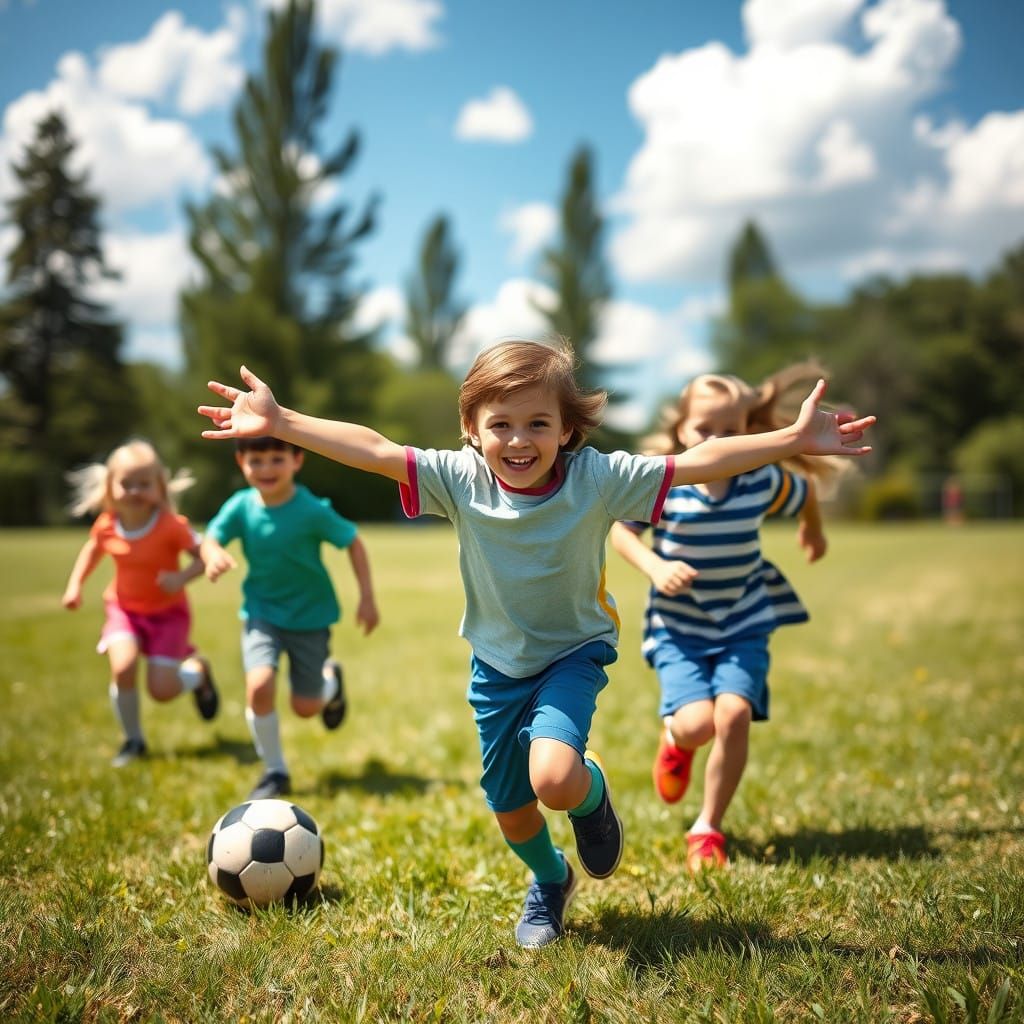 Soccer Game in Vibrant Summer Colors