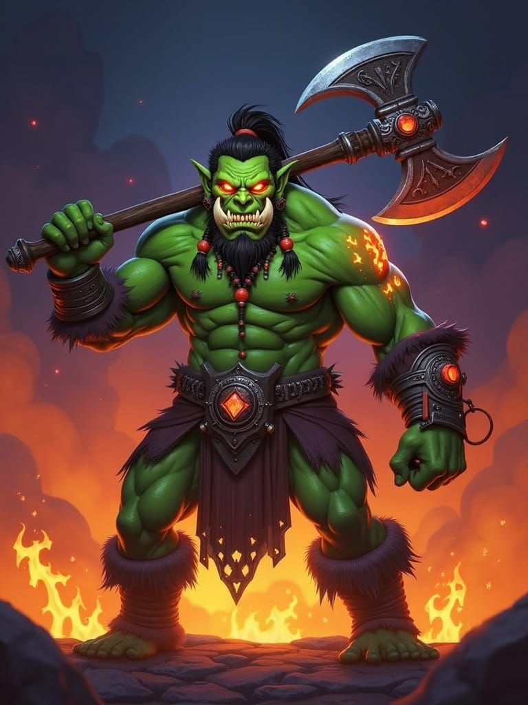 Orcish Ghost Warrior in Dark Fantasy Style