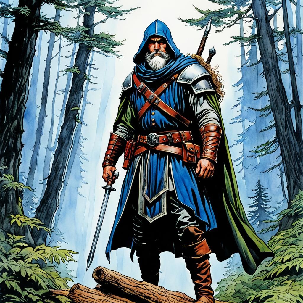 Watercolor Rogue in Storybook Illustration Style