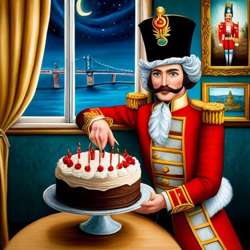 Nutcracker Birthday Portrait in Van Gogh Style