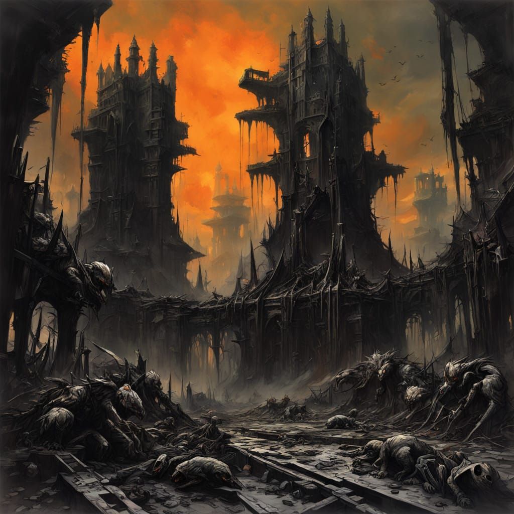 War-Torn Battlefield in Gothic Dark Fantasy Style