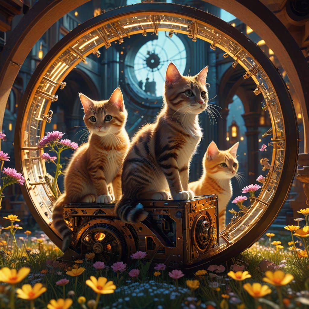 Kittens in Impossible Architecture: Surreal Digital Art