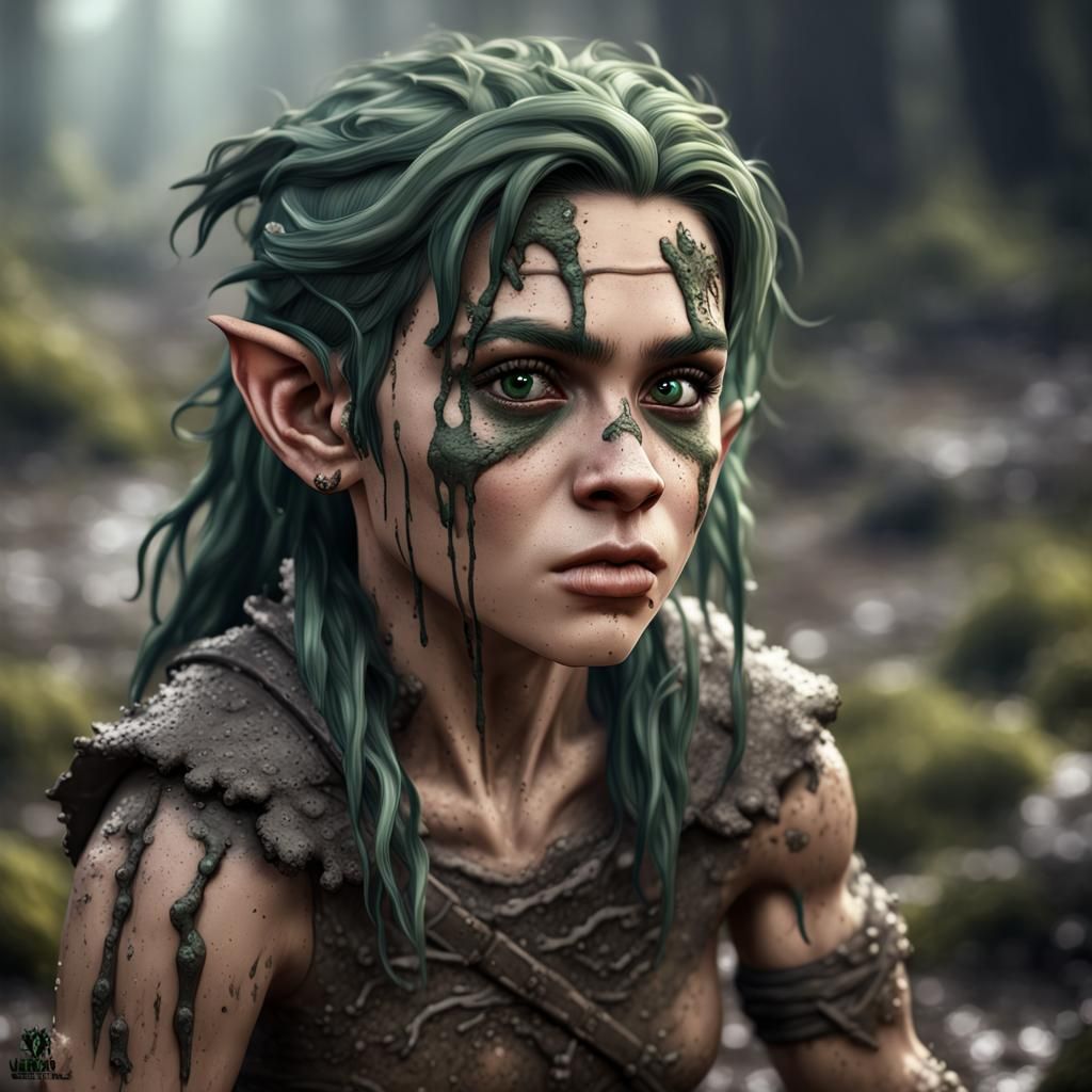 Hyperrealistic Halfling Barbarian Female in Detailed Matte P...