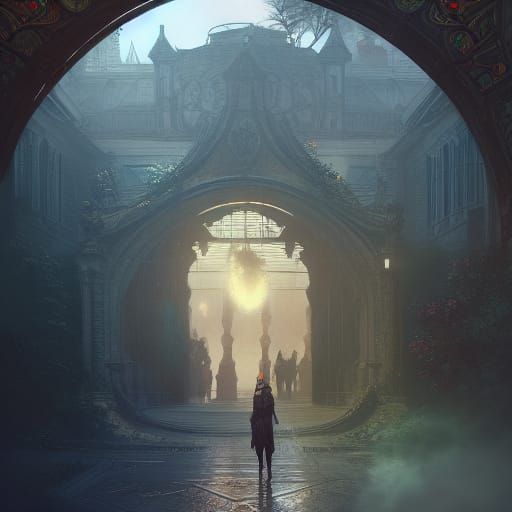 Surreal Gateway Concept Art in Art Nouveau Style