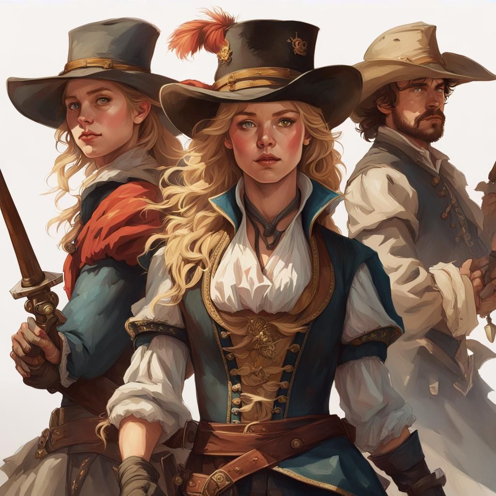 Female Musketeer Portrait in Barcelona, Hyperdetailed Art