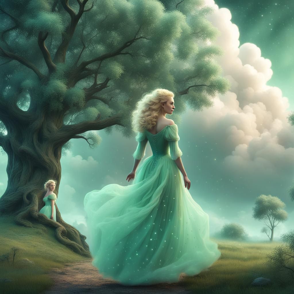 Magical Lady in Cloud Dress, Fantasy Art