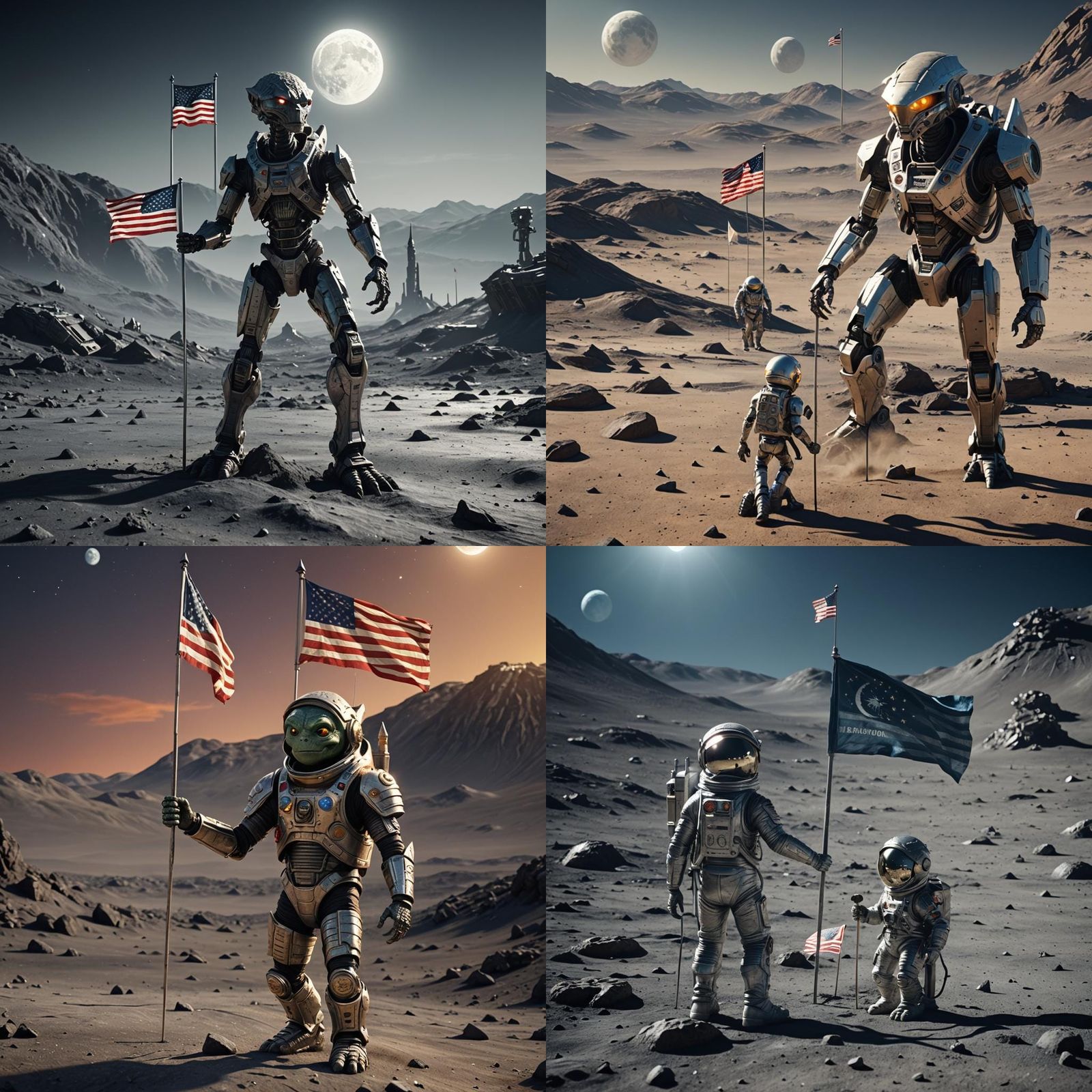 Reptilian Alien on Moon in Sci-Fi Style