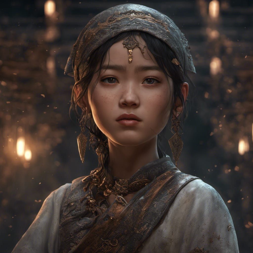 Young Hazara Girl: Dark Fantasy Concept Art