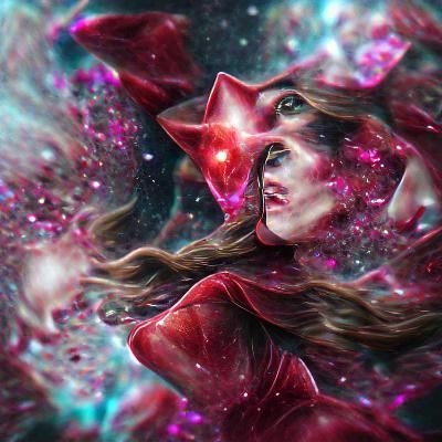Scarlet Witch Cosmic Holographic Illustration