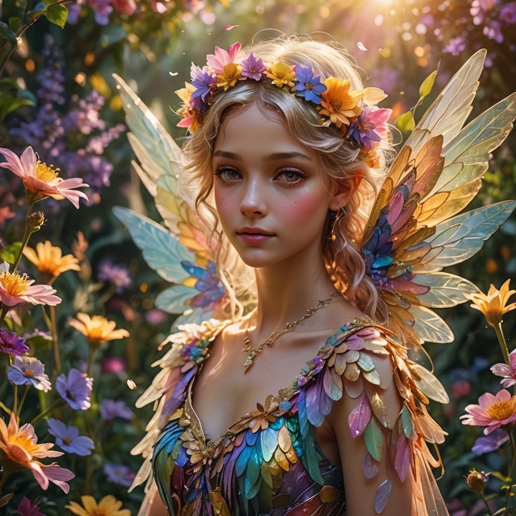 Colorful Fairy Spreading Flower Petals