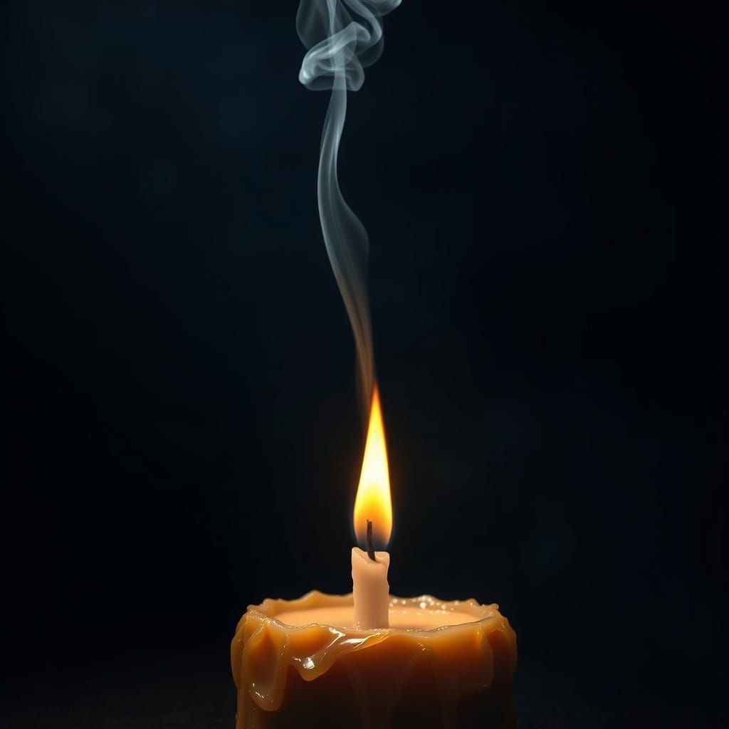 Surreal Candle in Darkness Radiates Warmth and Light