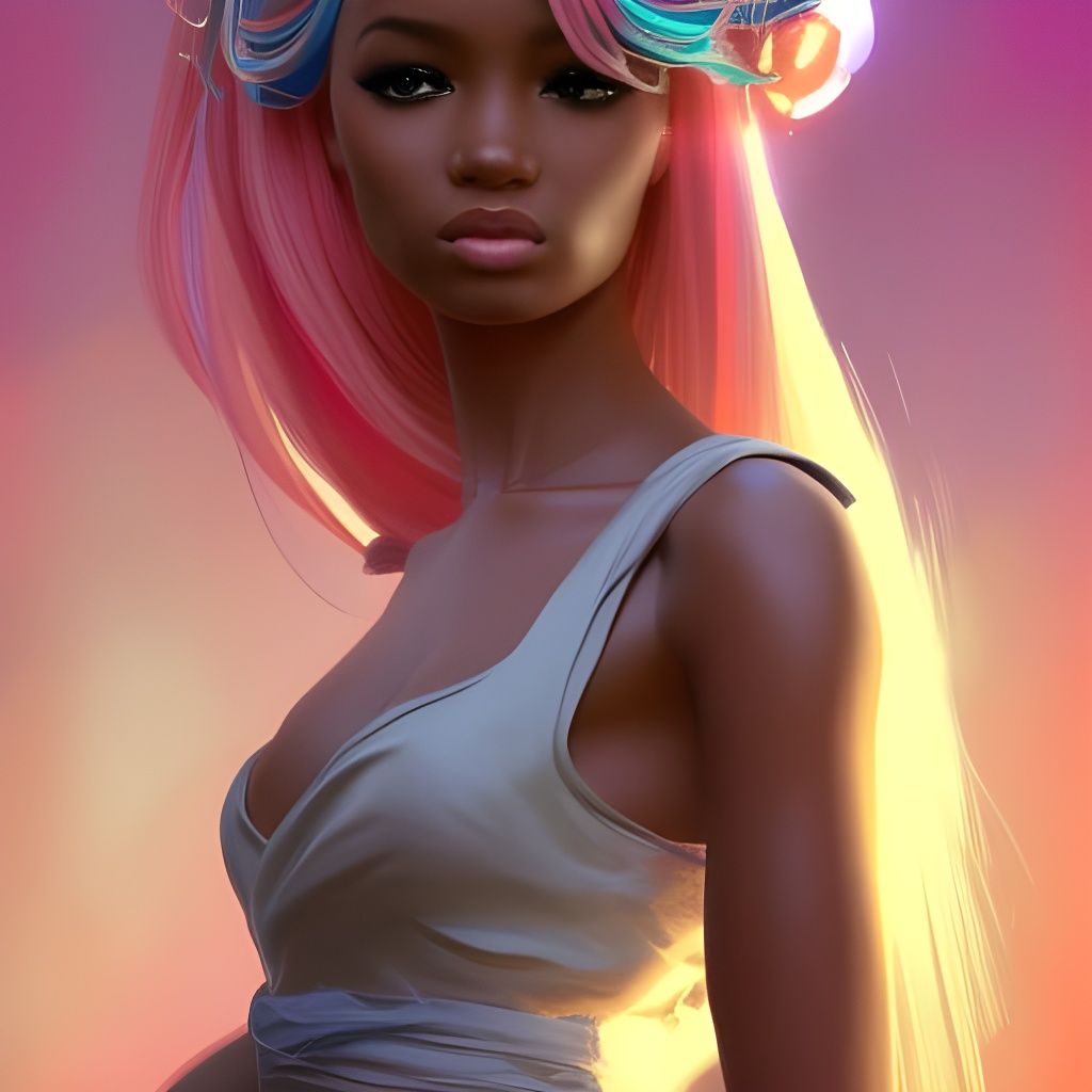Black Magic Barbie Portrait in Artgerm Style