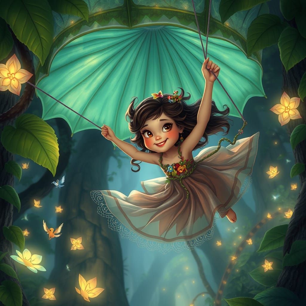 Magical Forest Canopy Flight in Fantasy Style