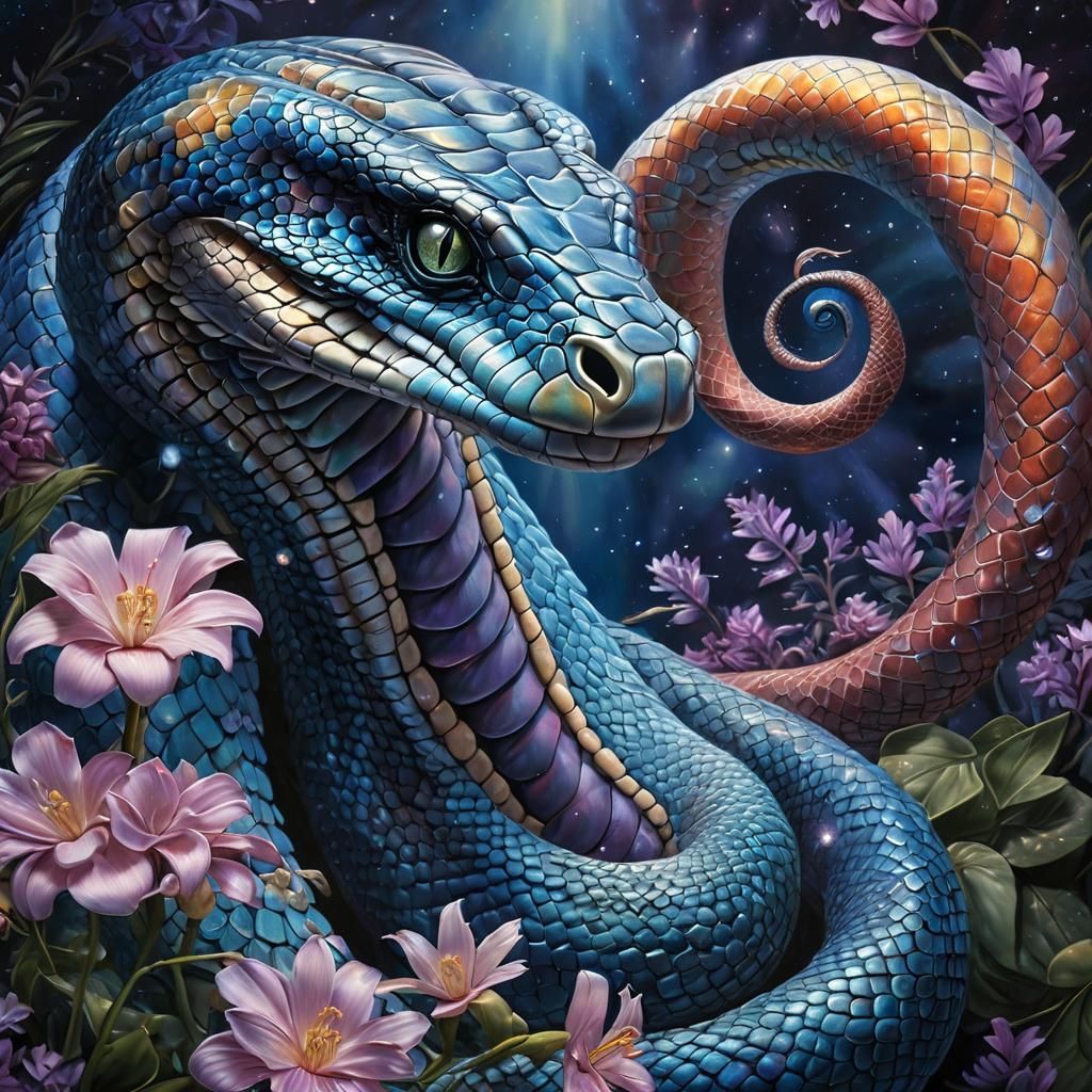 Celestial Cobra Portrait in Pastel Oil Painting