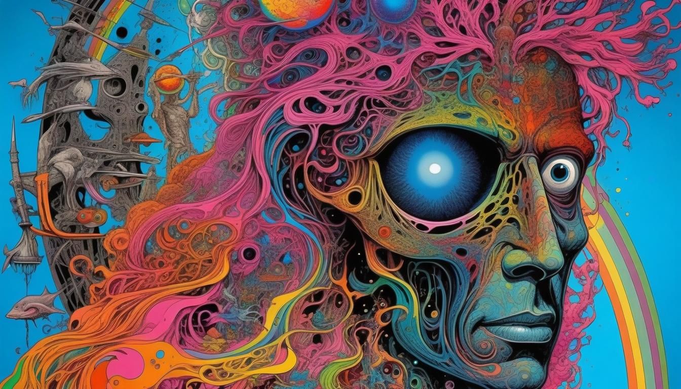 Psychedelic Pink Floyd Tribute in Mixed Media