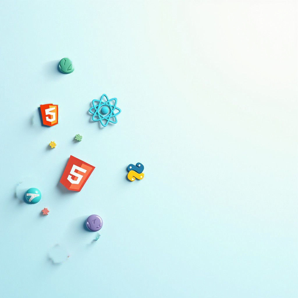 Modern Tech Banner with Varied Icons and Colors