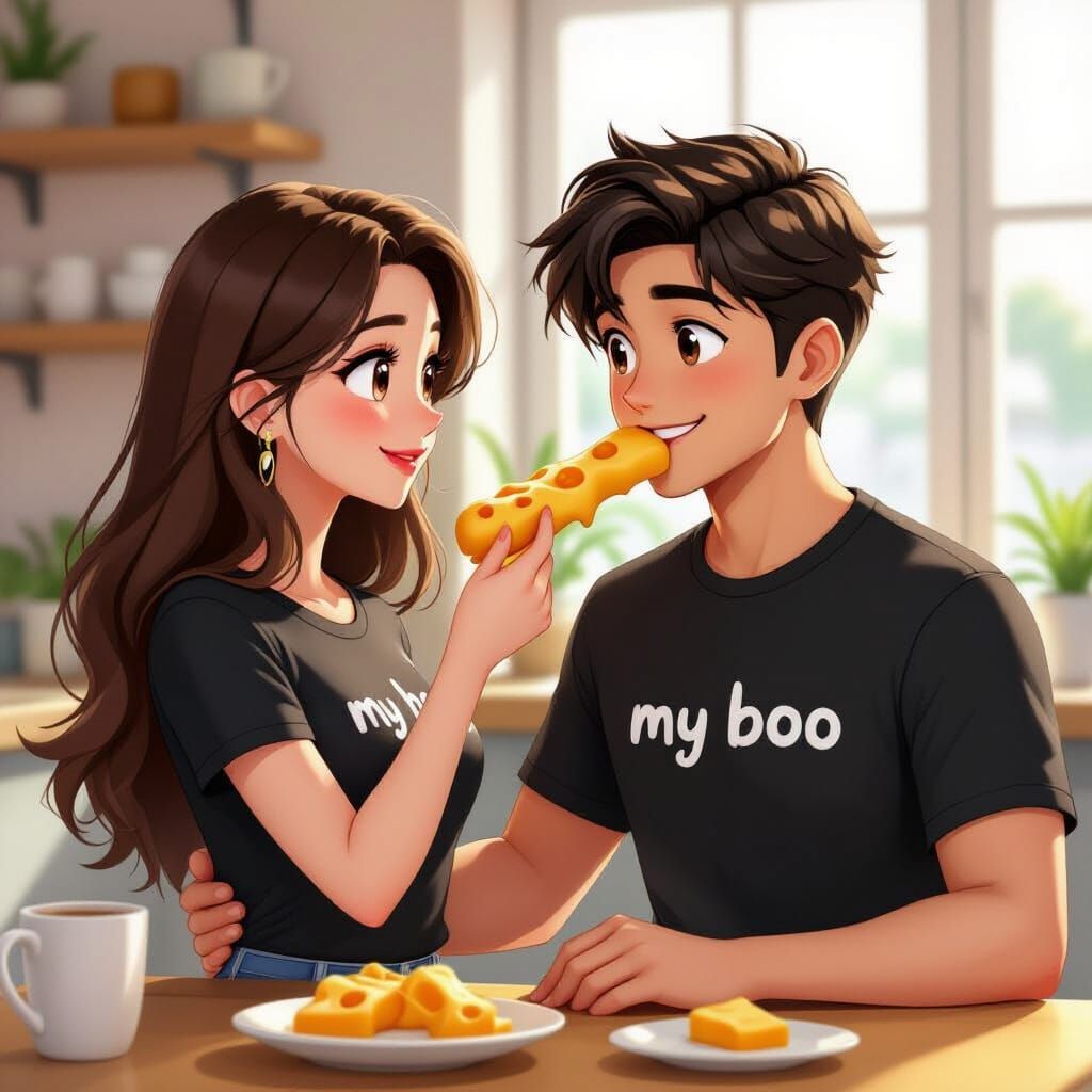 Pregnant Woman Enjoys Cheese Breadstick, Loving Husband Feed...