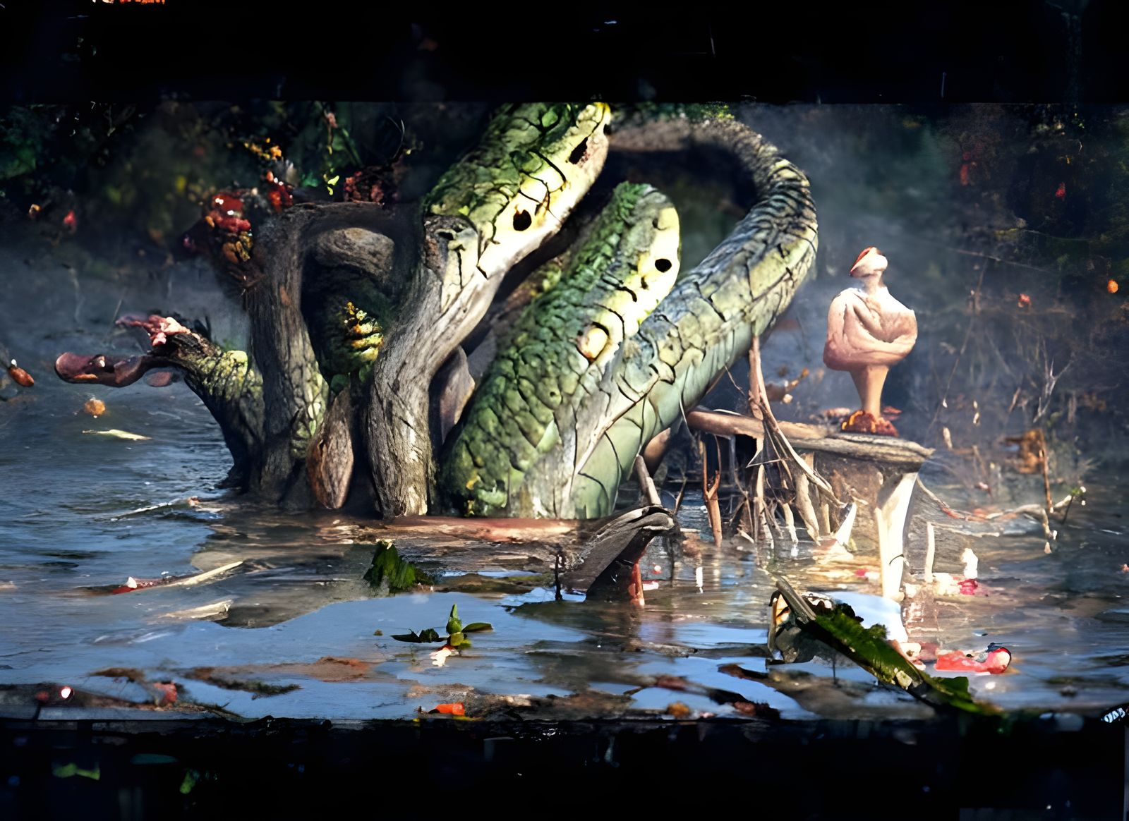 Genie's Harp in Mangrove Forest: Frida Kahlo Style