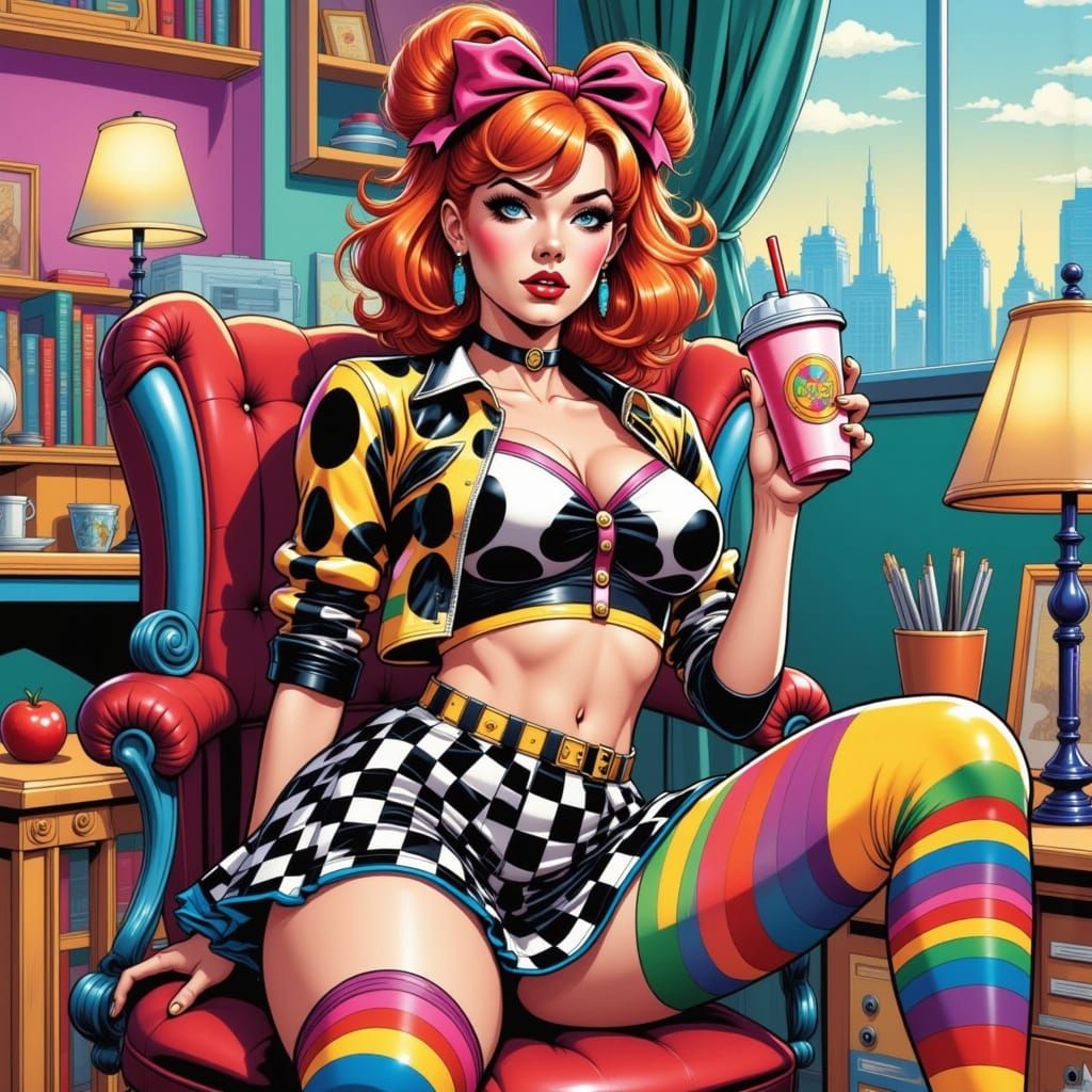 Cute Gamer Girl in Comic Book Style