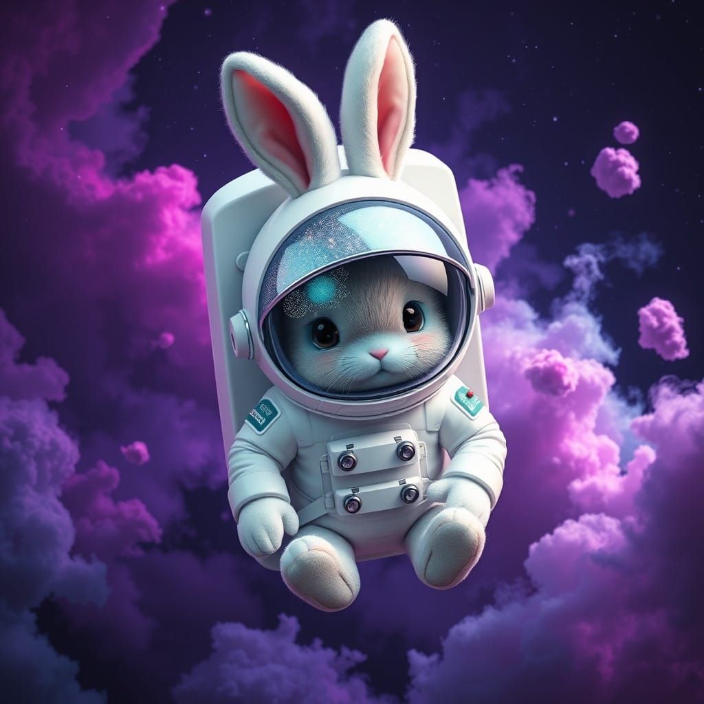 Surreal Space Adventure in Vibrant, Hyper-Realistic Style