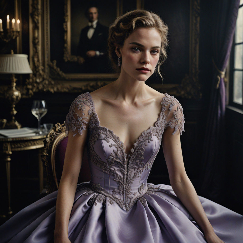 Hyper-realistic Lavender Prom Portrait in Elegant Style