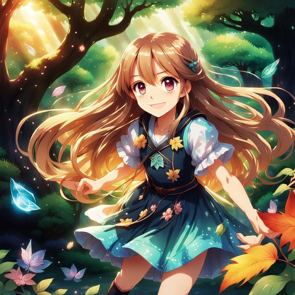 Manga-Inspired Girl in Serene Garden