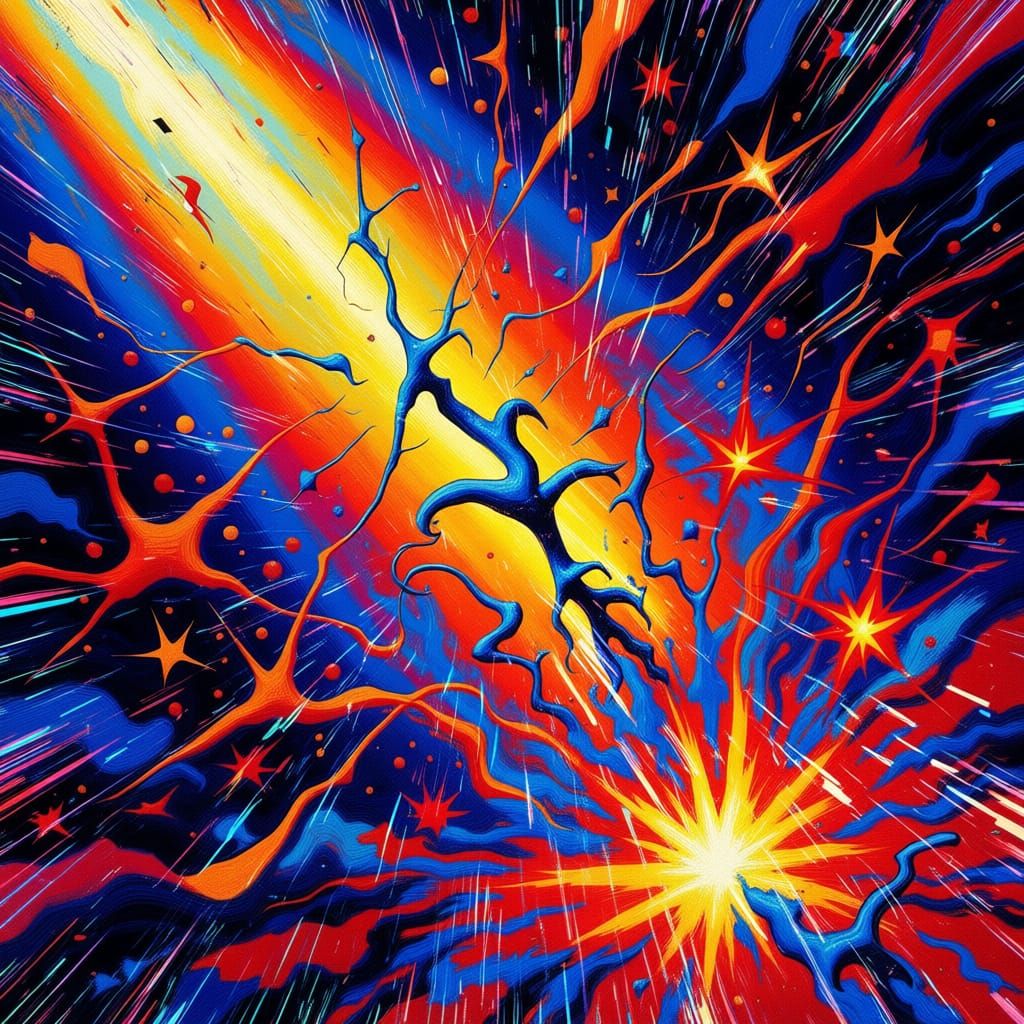 Abstract Color Explosion in Kandinsky Glitch Style