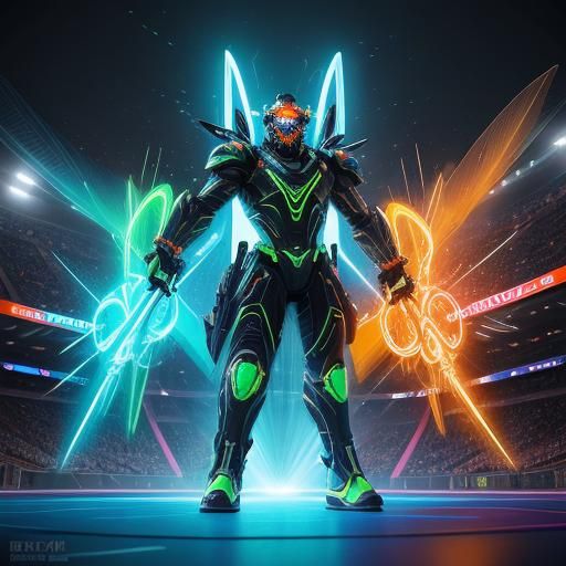 Futuristic Sport in Neon Lit Arena