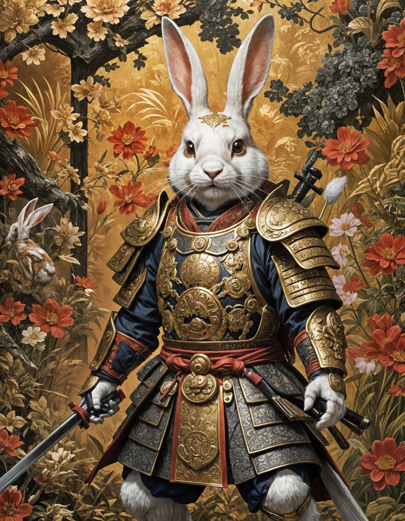 Samurai Rabbit in Intricate Armor Concept Art