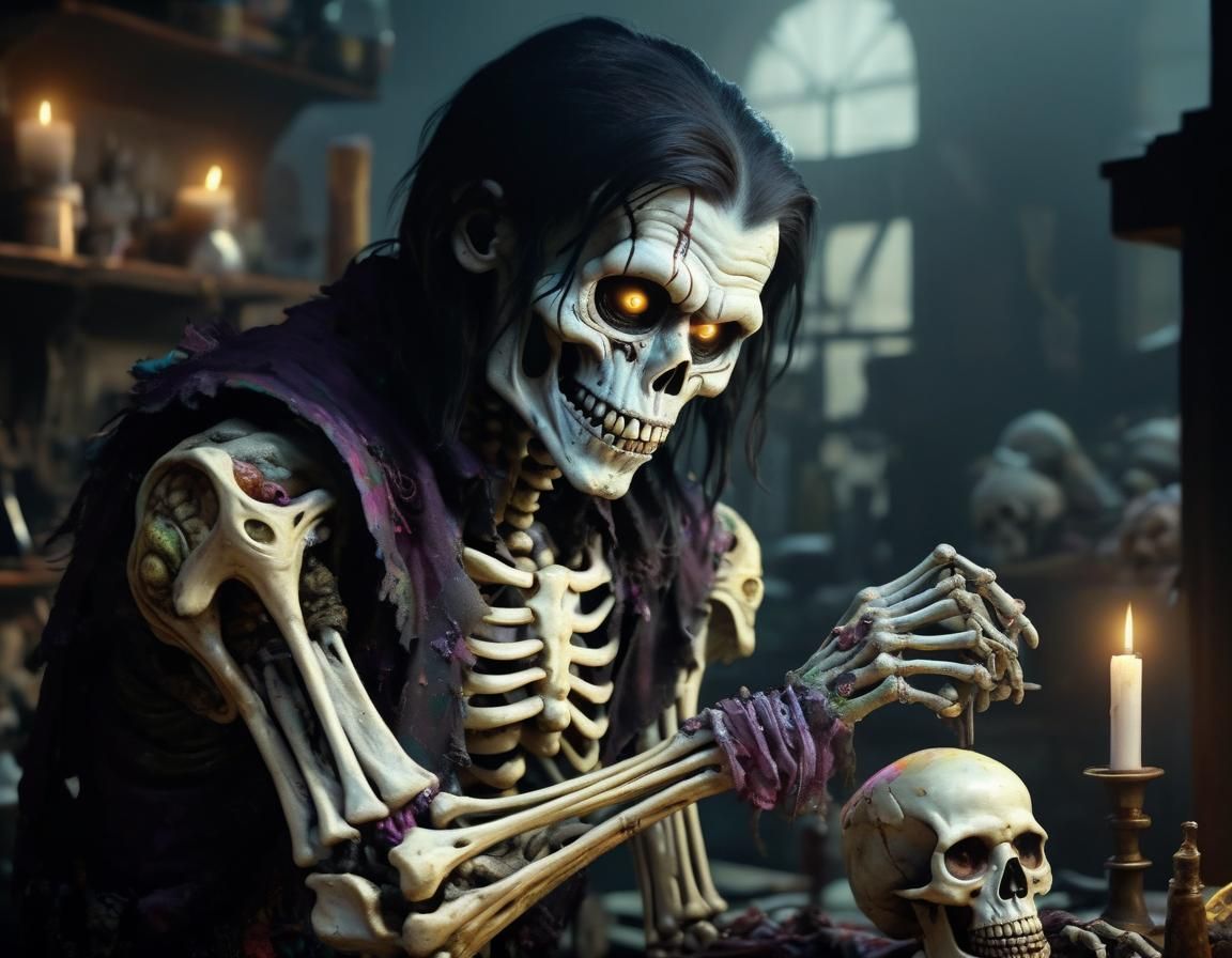 Psychedelic Zombie Monkey Monster Clown Skeleton Concept Art