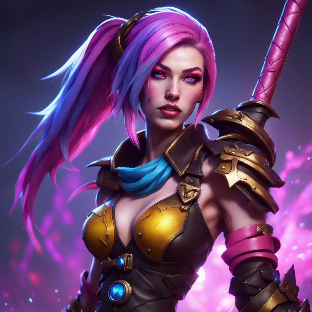 Jinx in Leather Armor: 8k Dark Fantasy Art