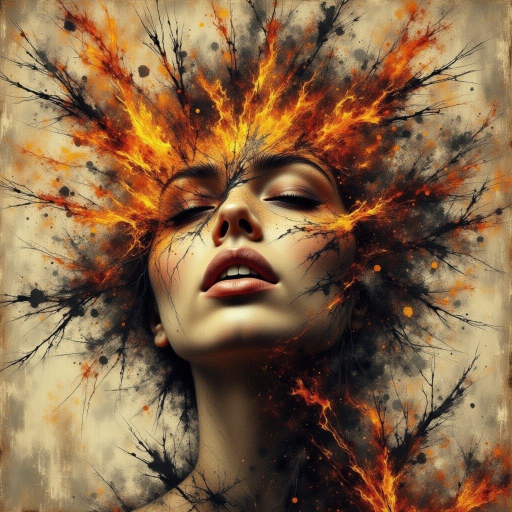 Grunge Tapestry Unraveling in Smokey Atmosphere