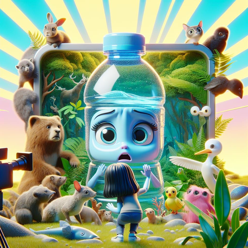 Penny the Plastic Bottle Observes Nature in 3D