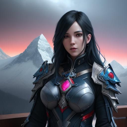 Winter Mountain Scene on Parchment, Detailed Matte Painting