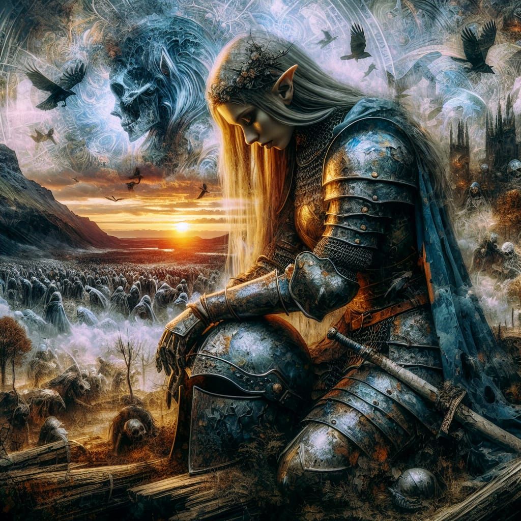 Mystical Medieval Knight in Tenebrism Style