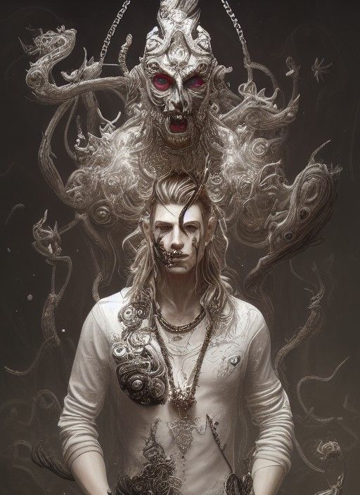 Androgynous God of Chaos in Ornate Digital Illustration