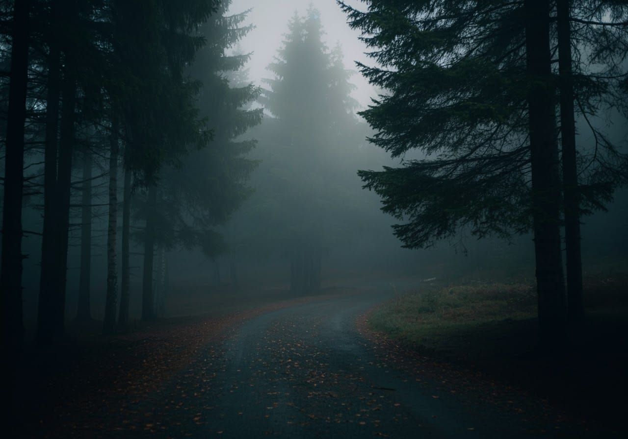 Wendingo in Foggy Forest: Dark Fantasy Illustration