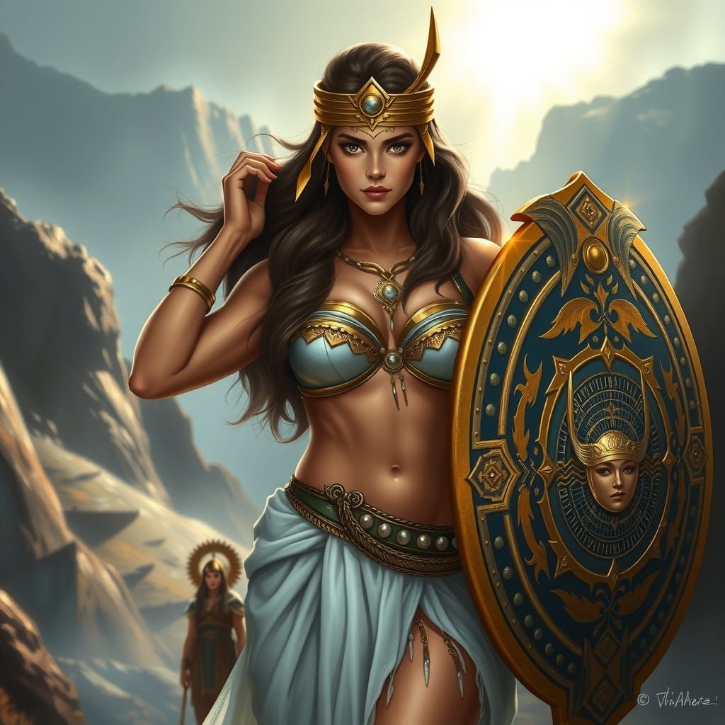 Athena Goddess of War in Dreamy Fantasy Realism