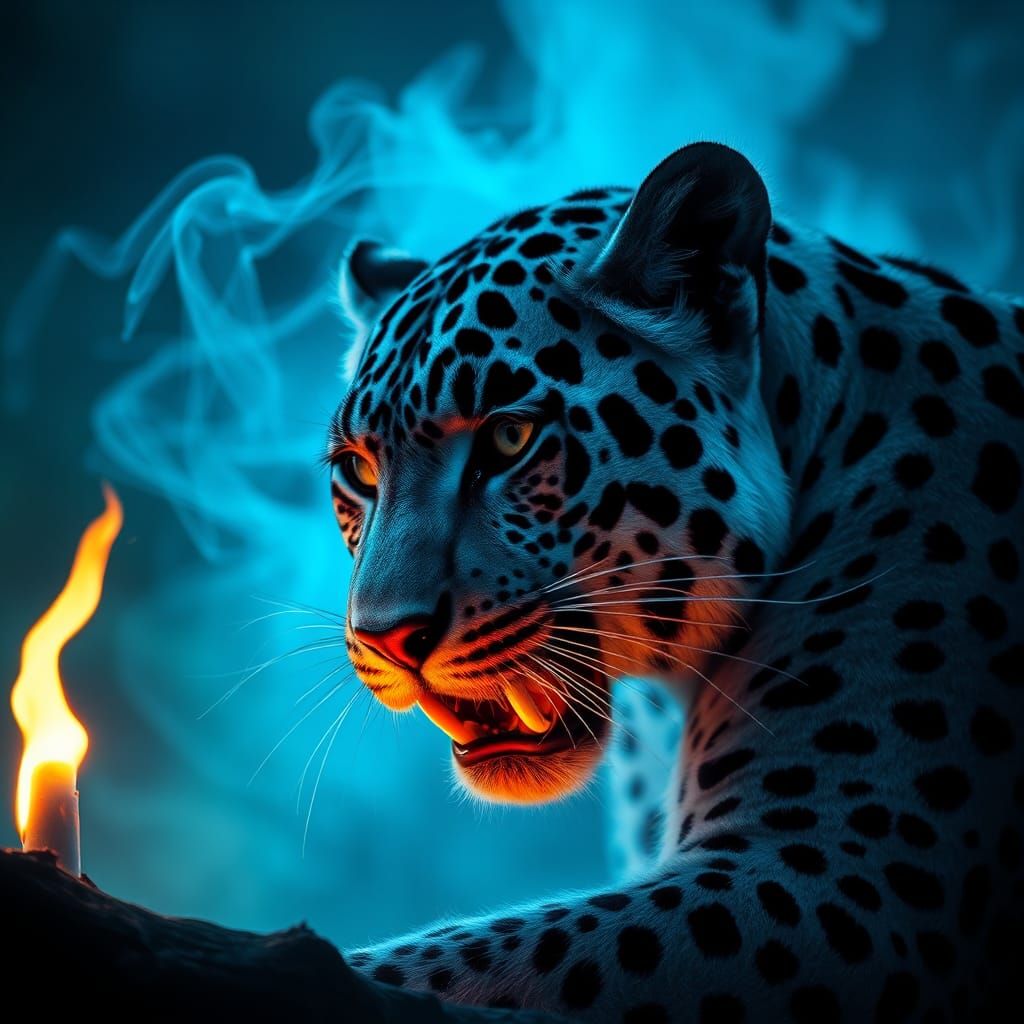 Surreal Cityscape with Teal and Blue Light