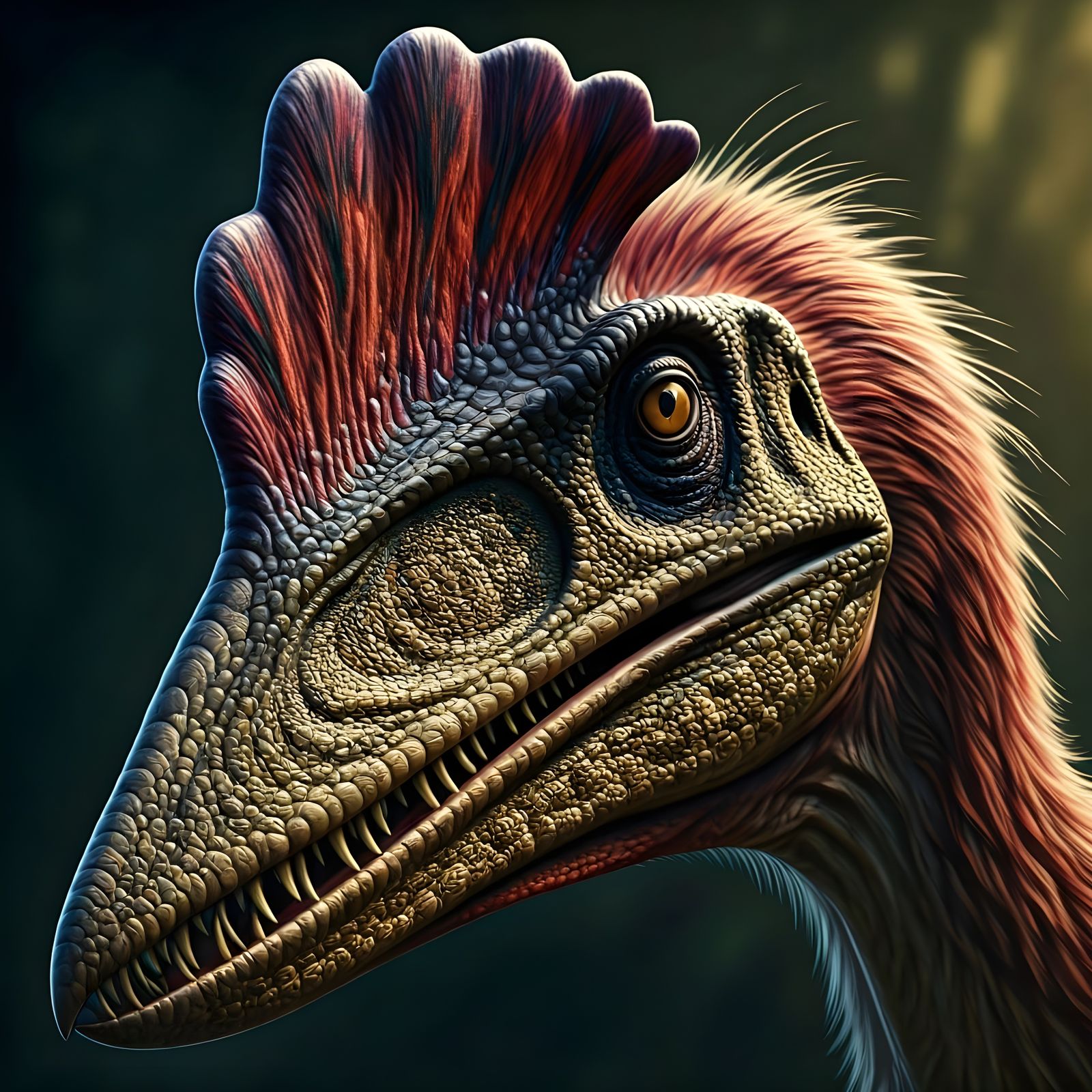 Ancient Pteranodon Portrait in Vibrant Colors