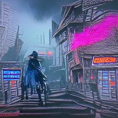 Cyberpunk 90s Town in Neon Style