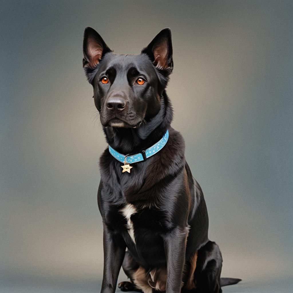 Detailed Digital Painting of a Black Lab Mix