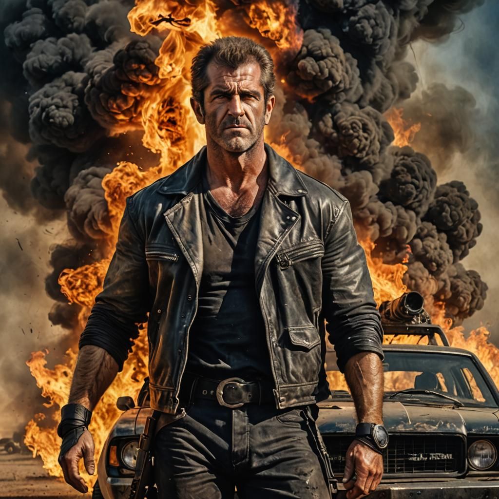 Fierce Warrior in Burning Landscape: Movie Poster