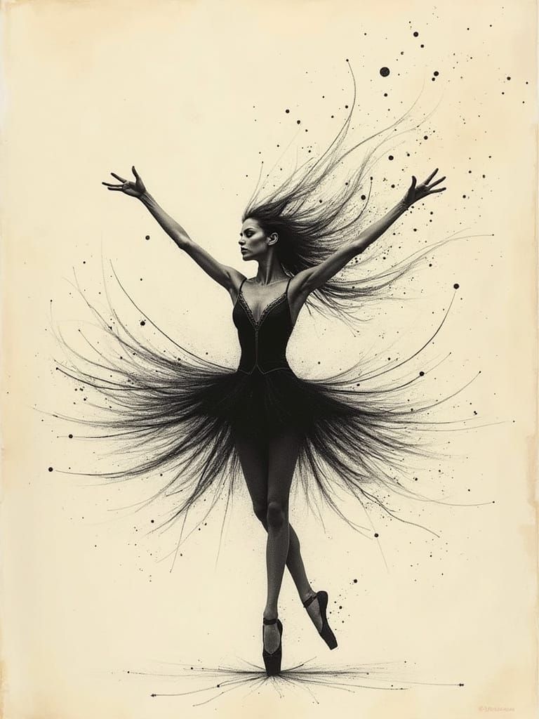 Ballerina in Geometric Surrealism Style