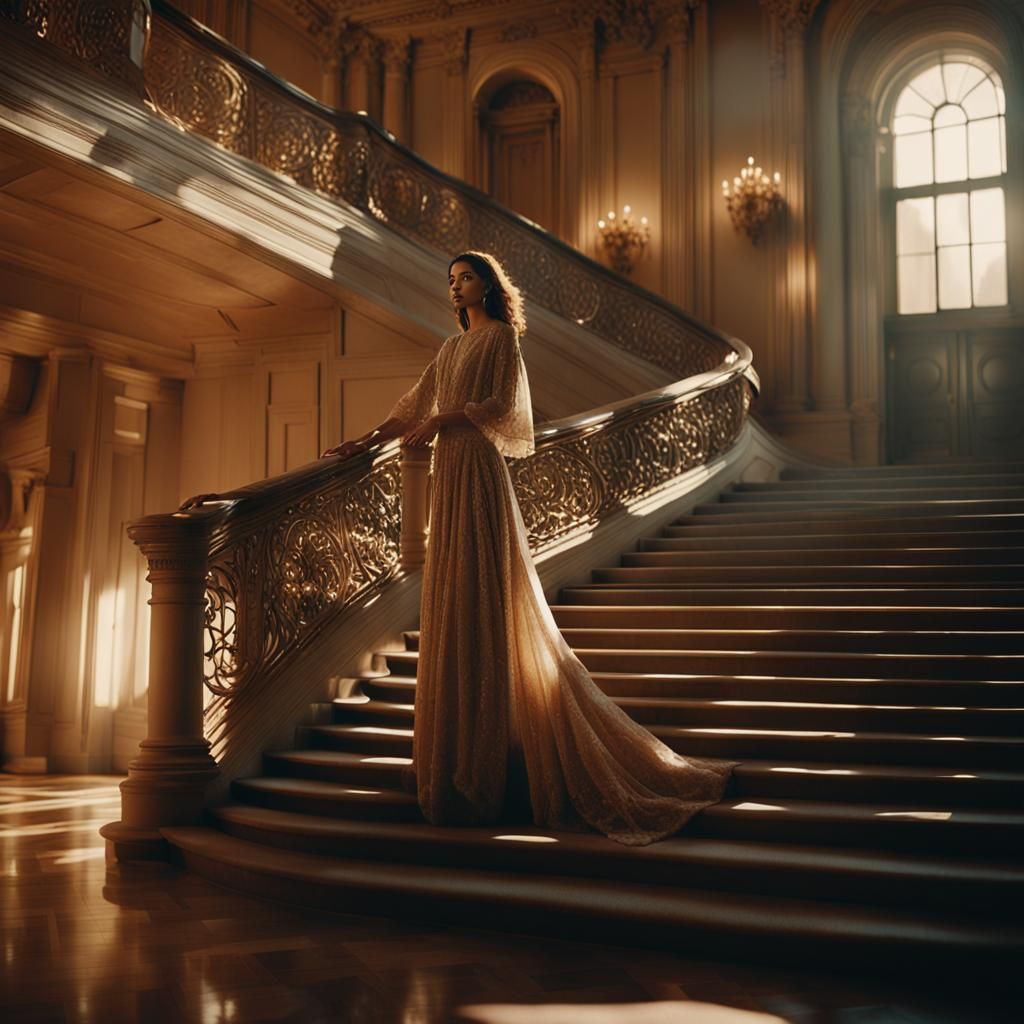 Fashion Model Posing in Lavish Mansion