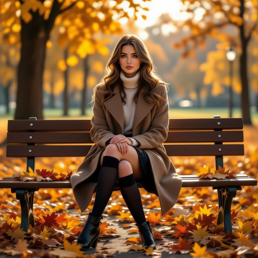 Autumn Park Portrait in Photorealistic Digital Art Style