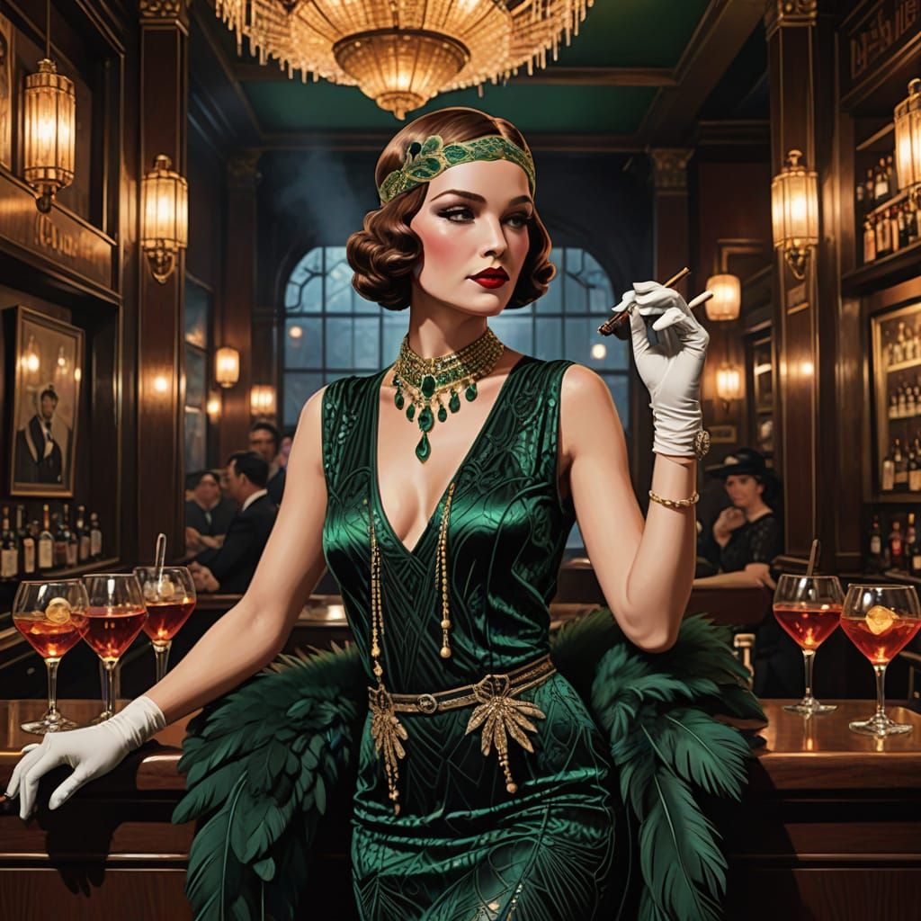 1920s Speakeasy Scene in Noir-Inspired Style