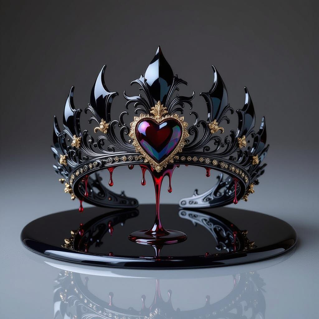 Dark Fantasy Crown Dripping Liquid Obsidian